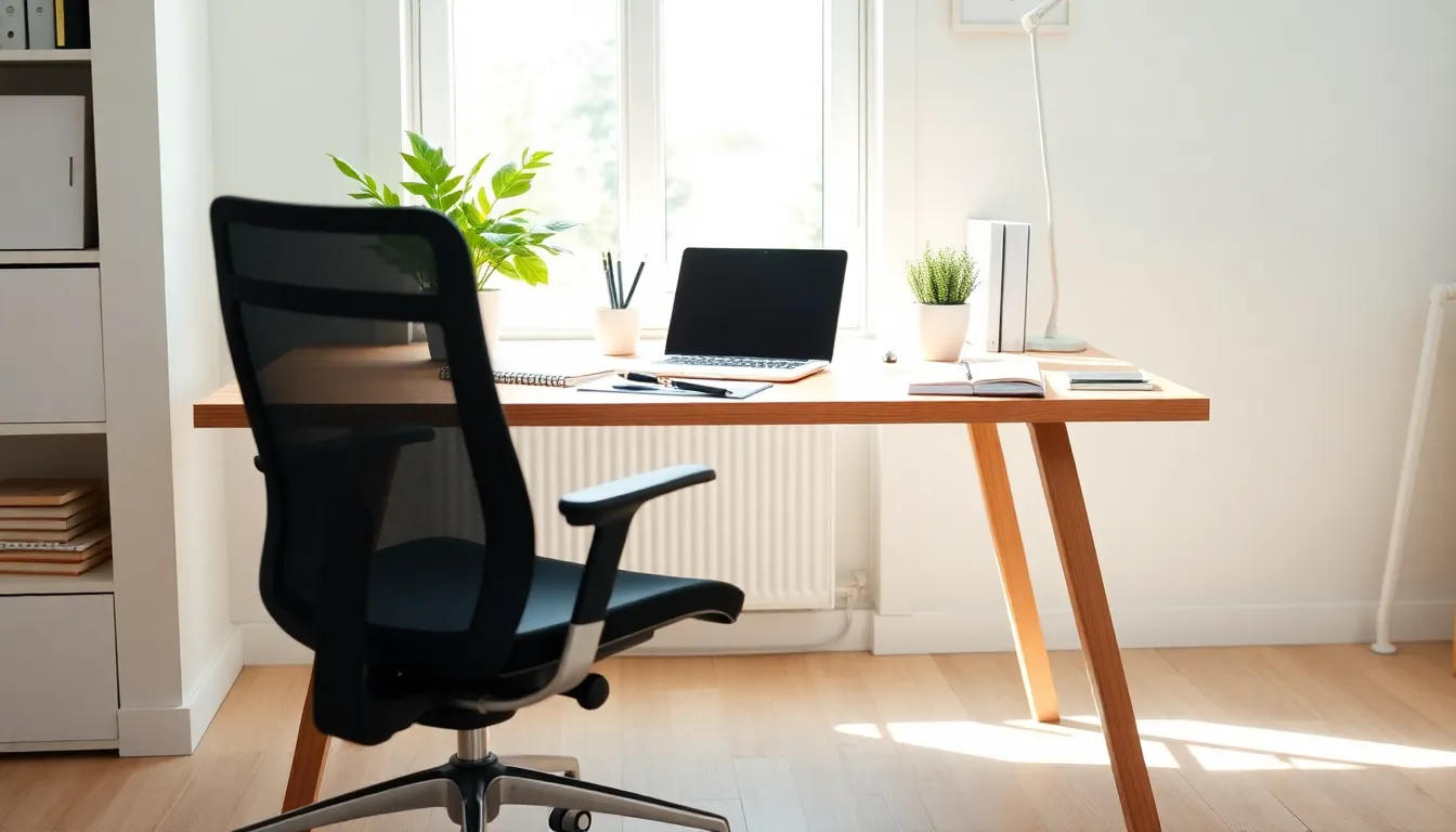 well-organized study space with natural light and essential supplies.